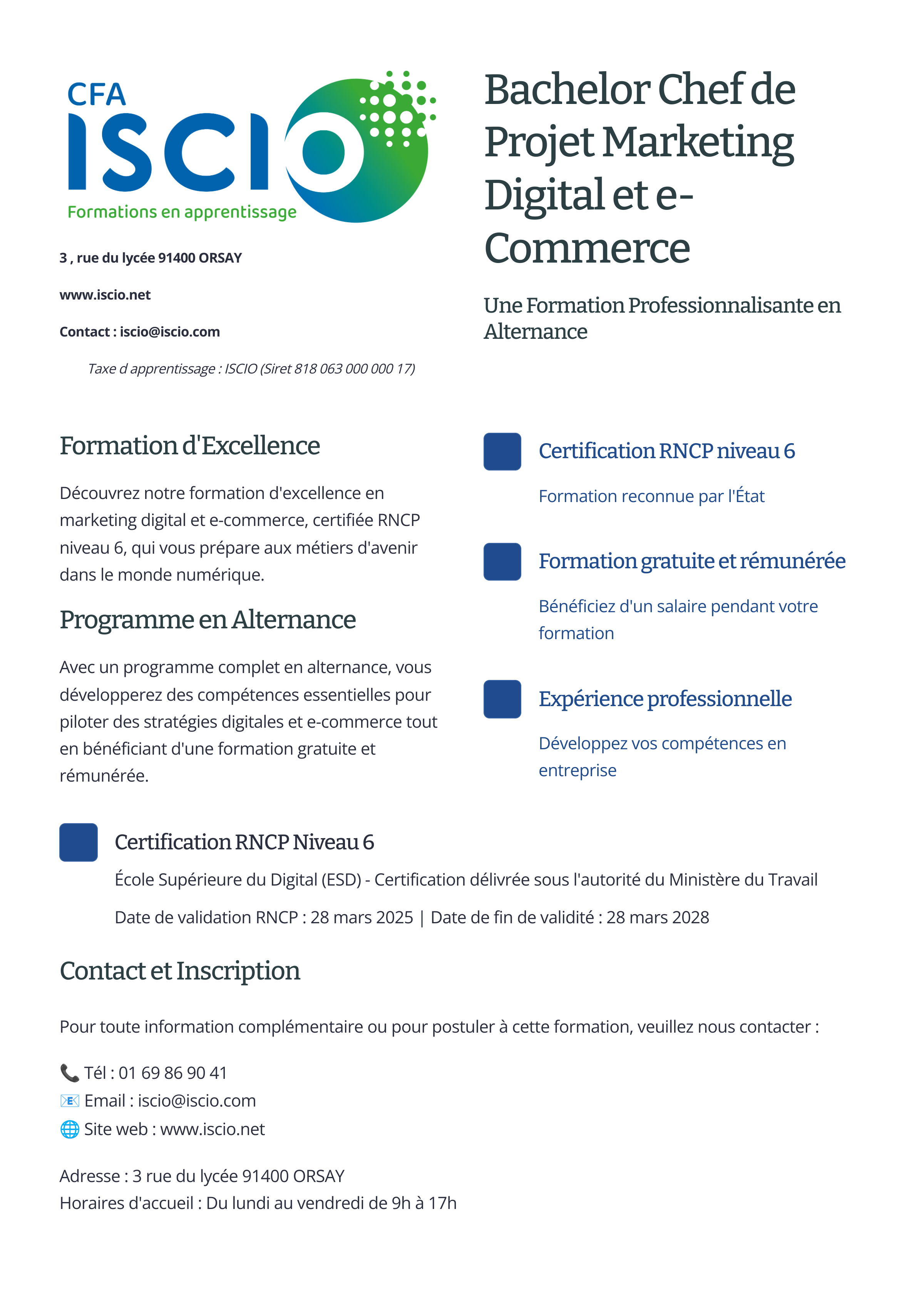 BACHELOR CHEF DE PROJET MARKETING DIGITAL ET e-COMMERCE