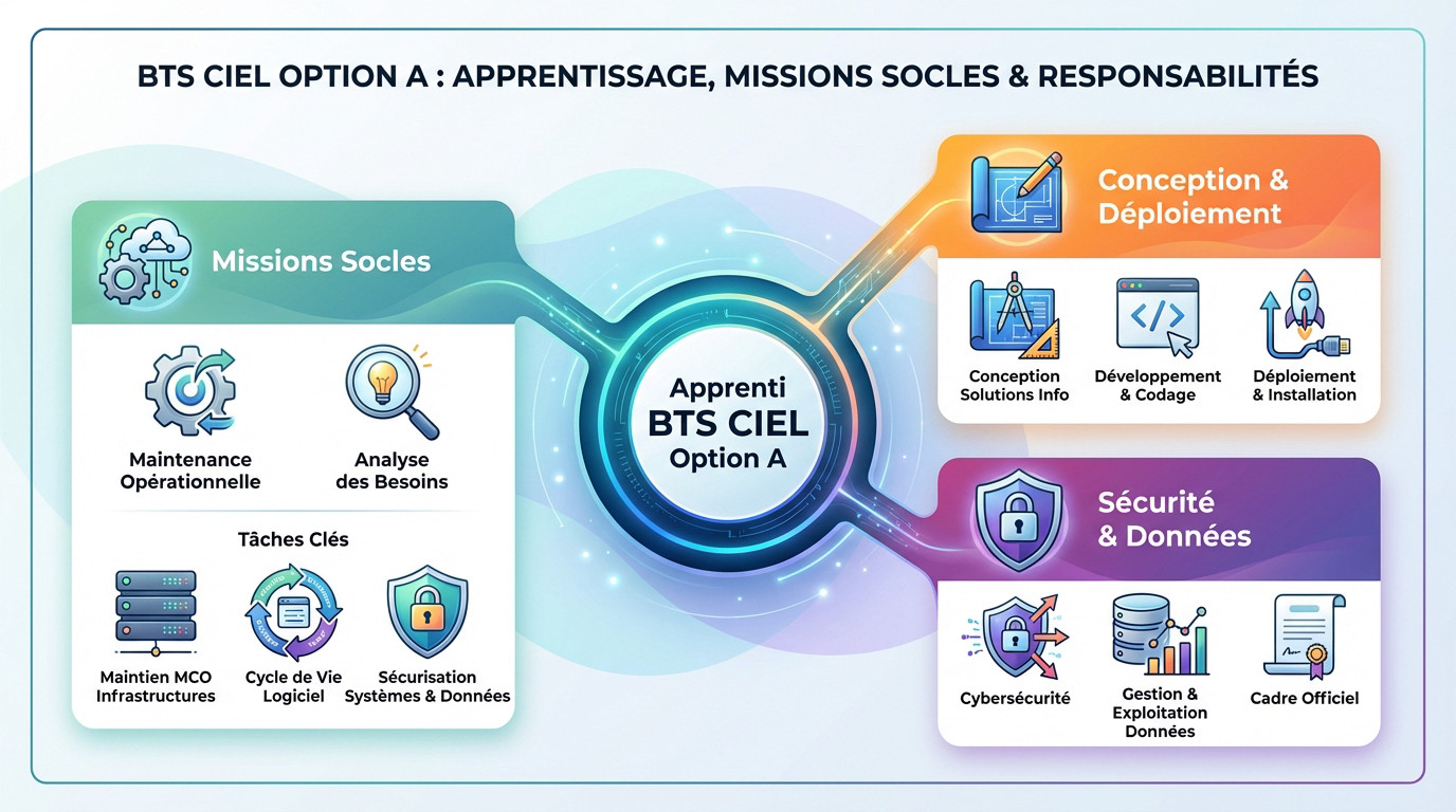 Apprenti BTS CIEL option A réalisant des tâches de maintenance sur un serveur