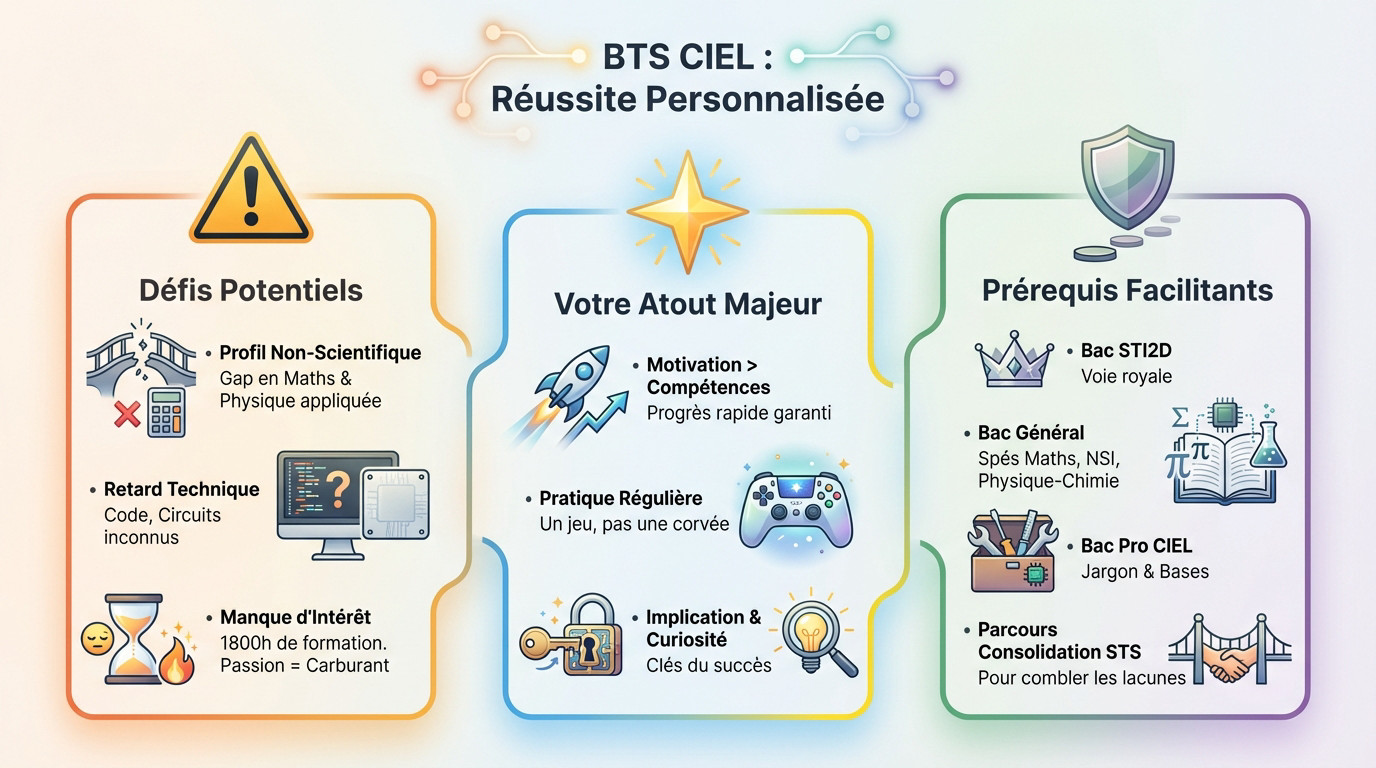Étudiant en BTS CIEL travaillant sur un projet de cybersécurité et d'électronique