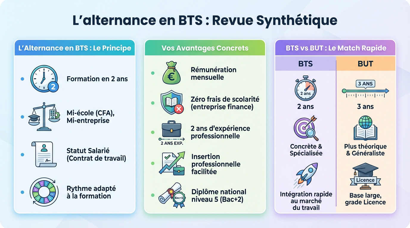 Schéma explicatif du fonctionnement de l'alternance en BTS entre cours et entreprise