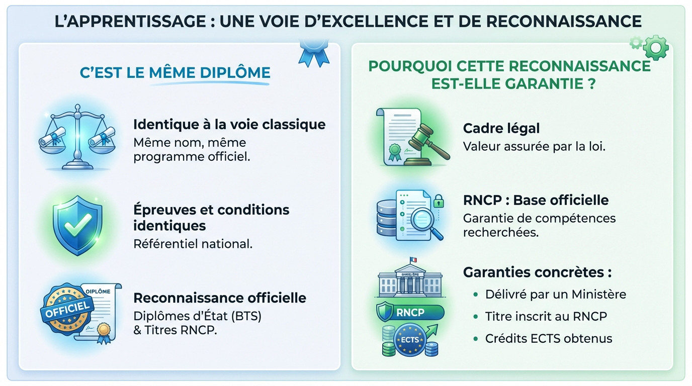 Étudiants en alternance célébrant leur diplôme reconnu par l'État