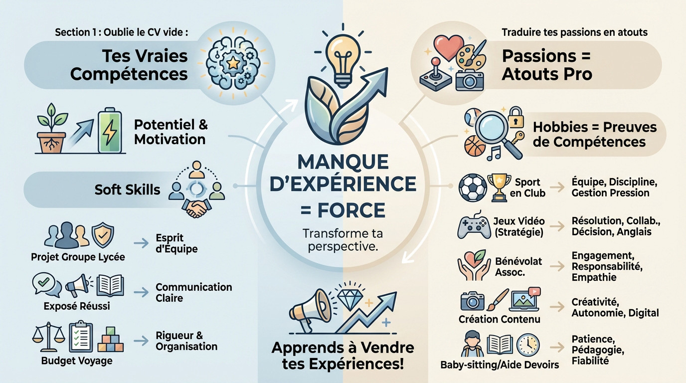 Illustration montrant comment transformer ses passions et compétences personnelles en atouts professionnels pour une alternance