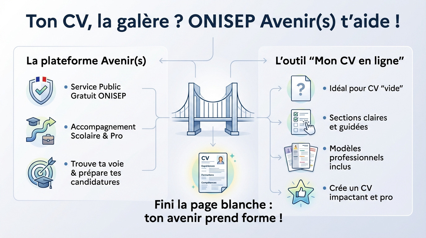 Interface de l'outil de création de CV sur la plateforme Avenir(s) pour les étudiants
