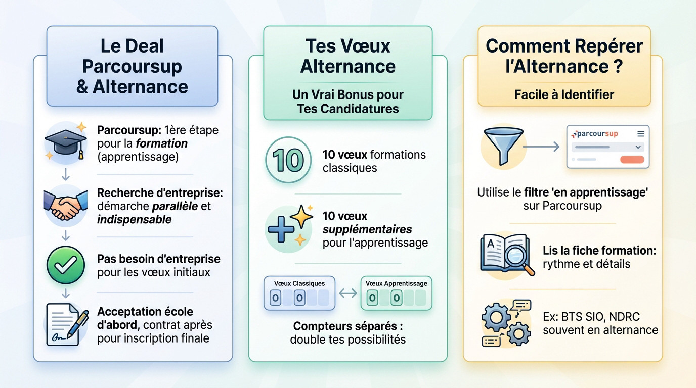Guide visuel pour comprendre les étapes de l'alternance sur Parcoursup