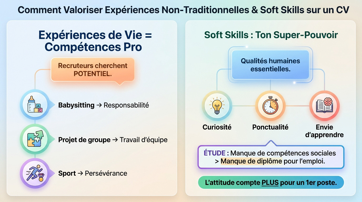 Jeune candidat valorisant ses soft skills et expériences de vie sur son CV