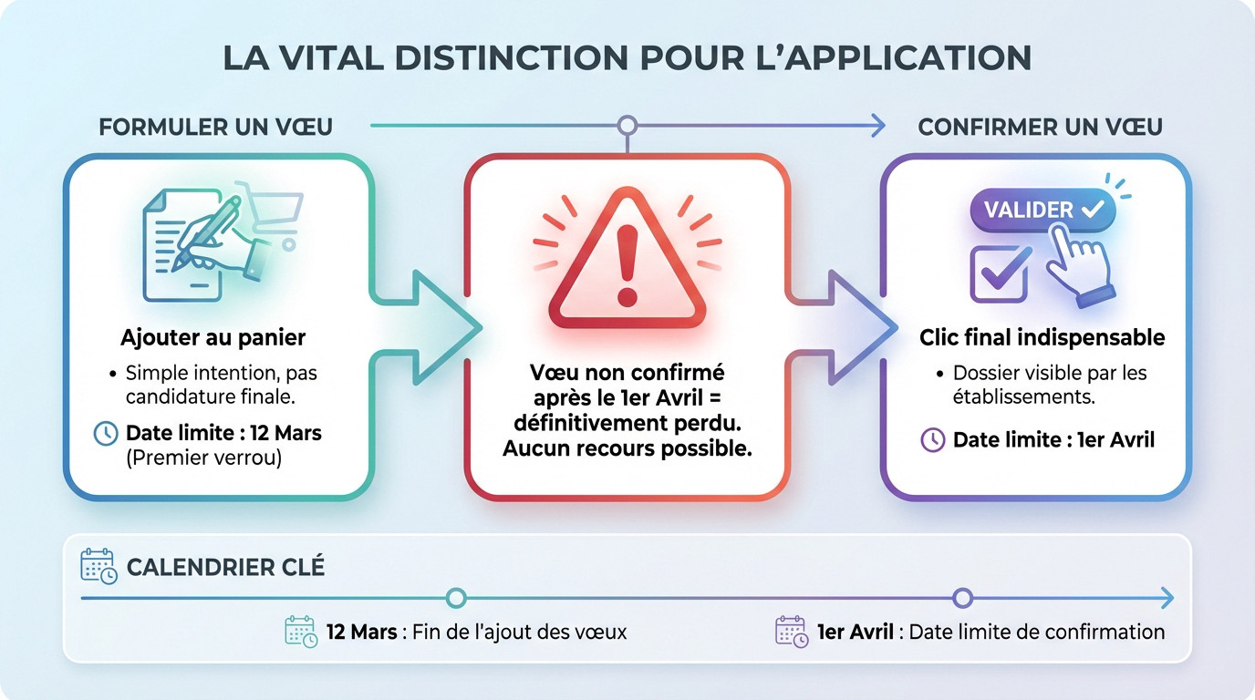 Calendrier Parcoursup 2026 distinction entre formulation et confirmation des vœux