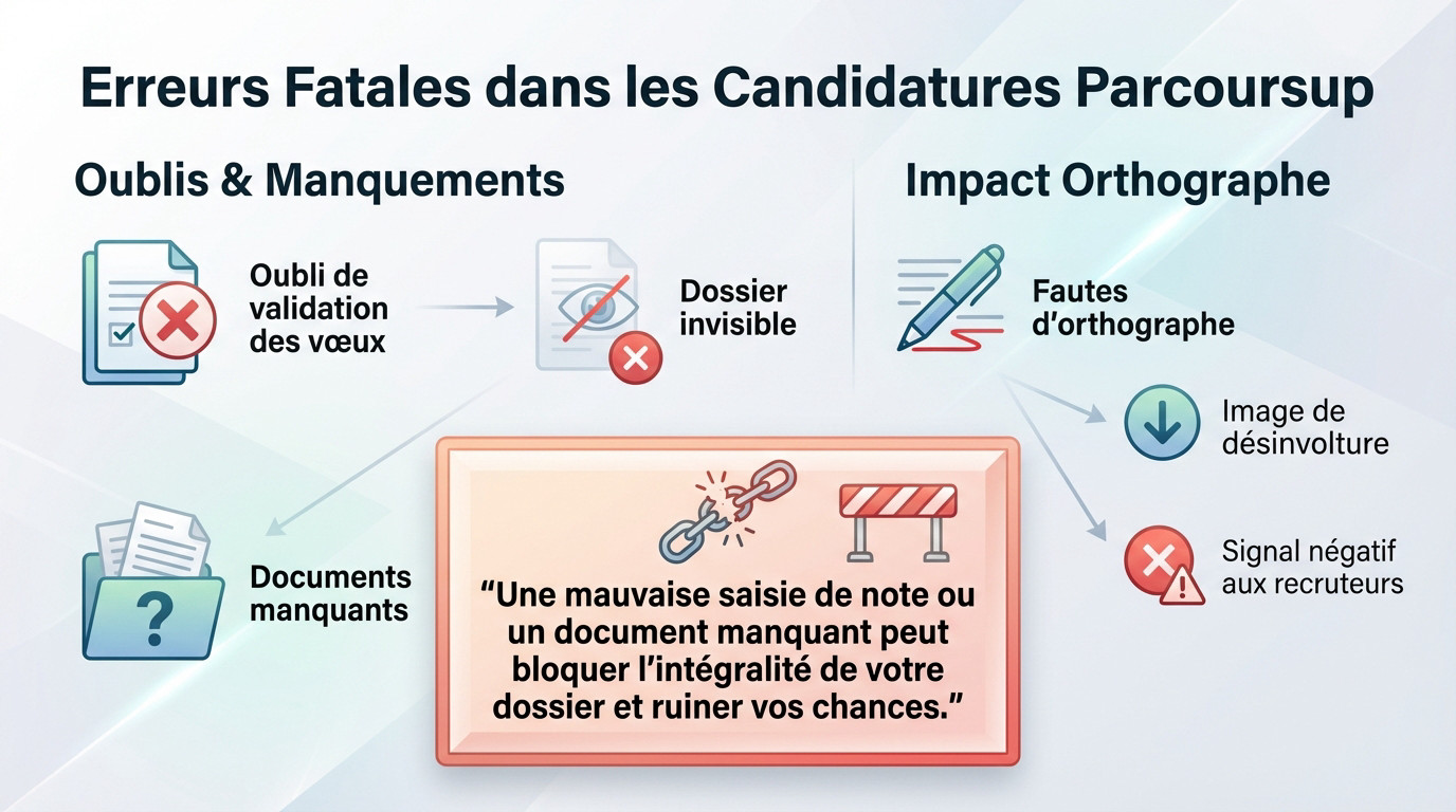 Erreurs fatales à éviter dans un dossier Parcoursup : oublis et fautes