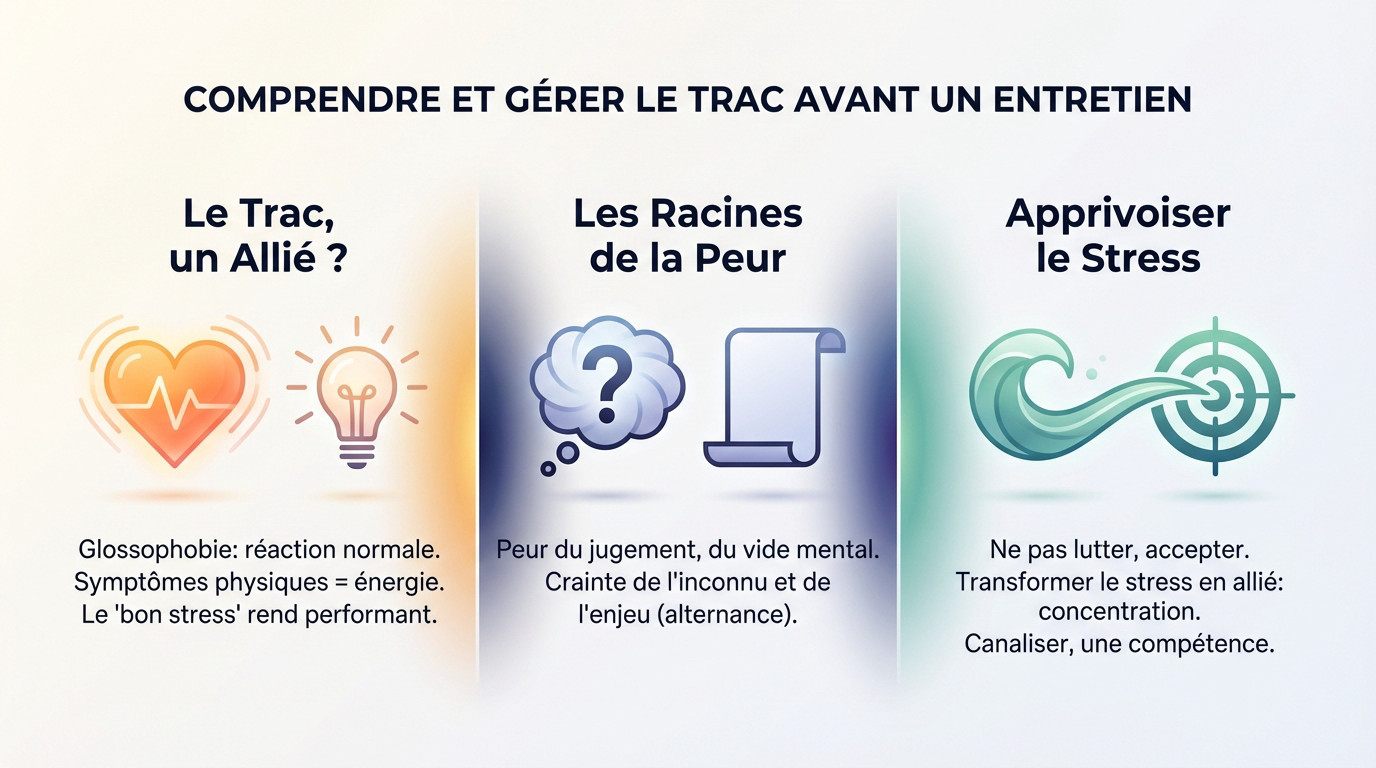 Jeune candidat stressé qui se prépare mentalement avant un entretien d'embauche