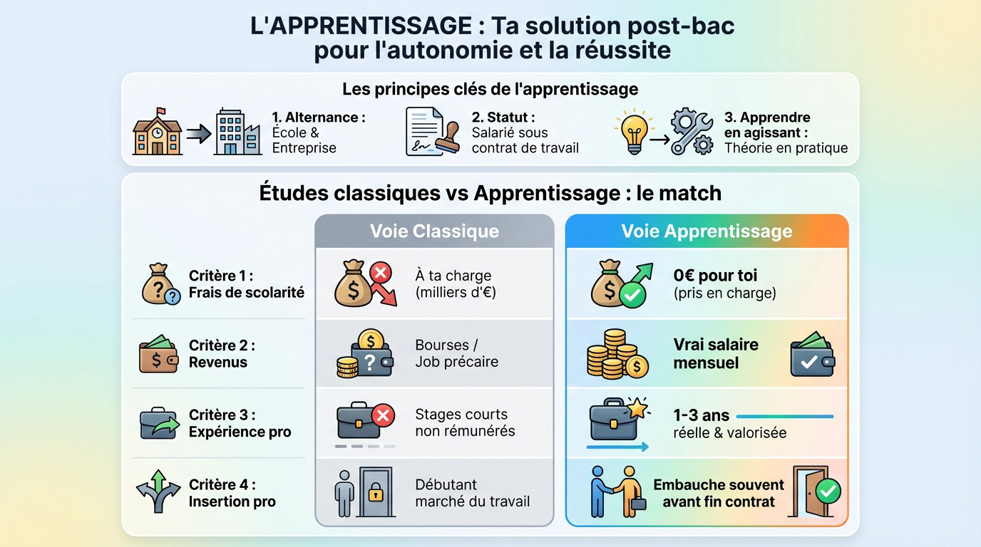 Jeune en apprentissage souriant, confiant dans son avenir professionnel et financier