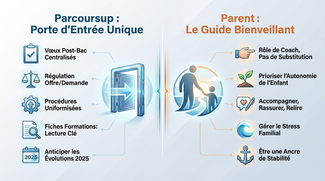 Parent et enfant discutant devant un ordinateur pour l'orientation Parcoursup