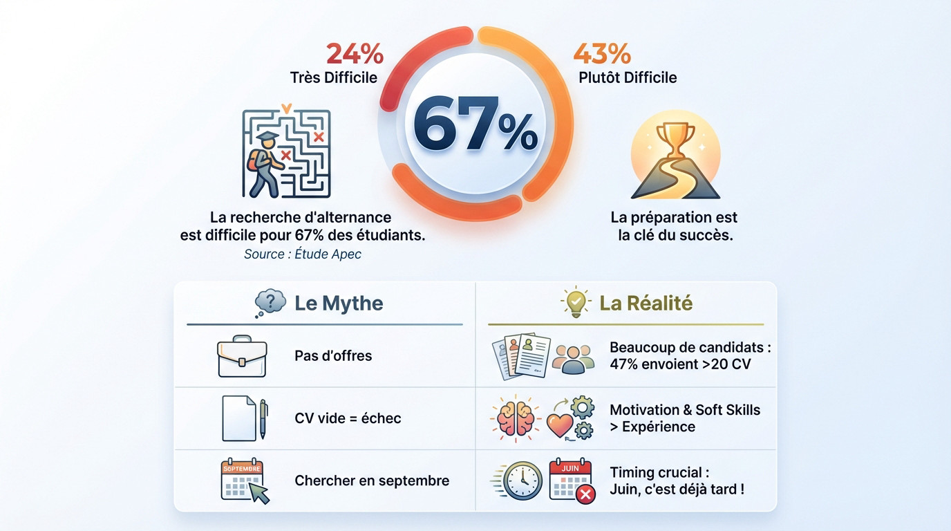 Illustration des mythes et réalités de la recherche d'alternance pour les étudiants