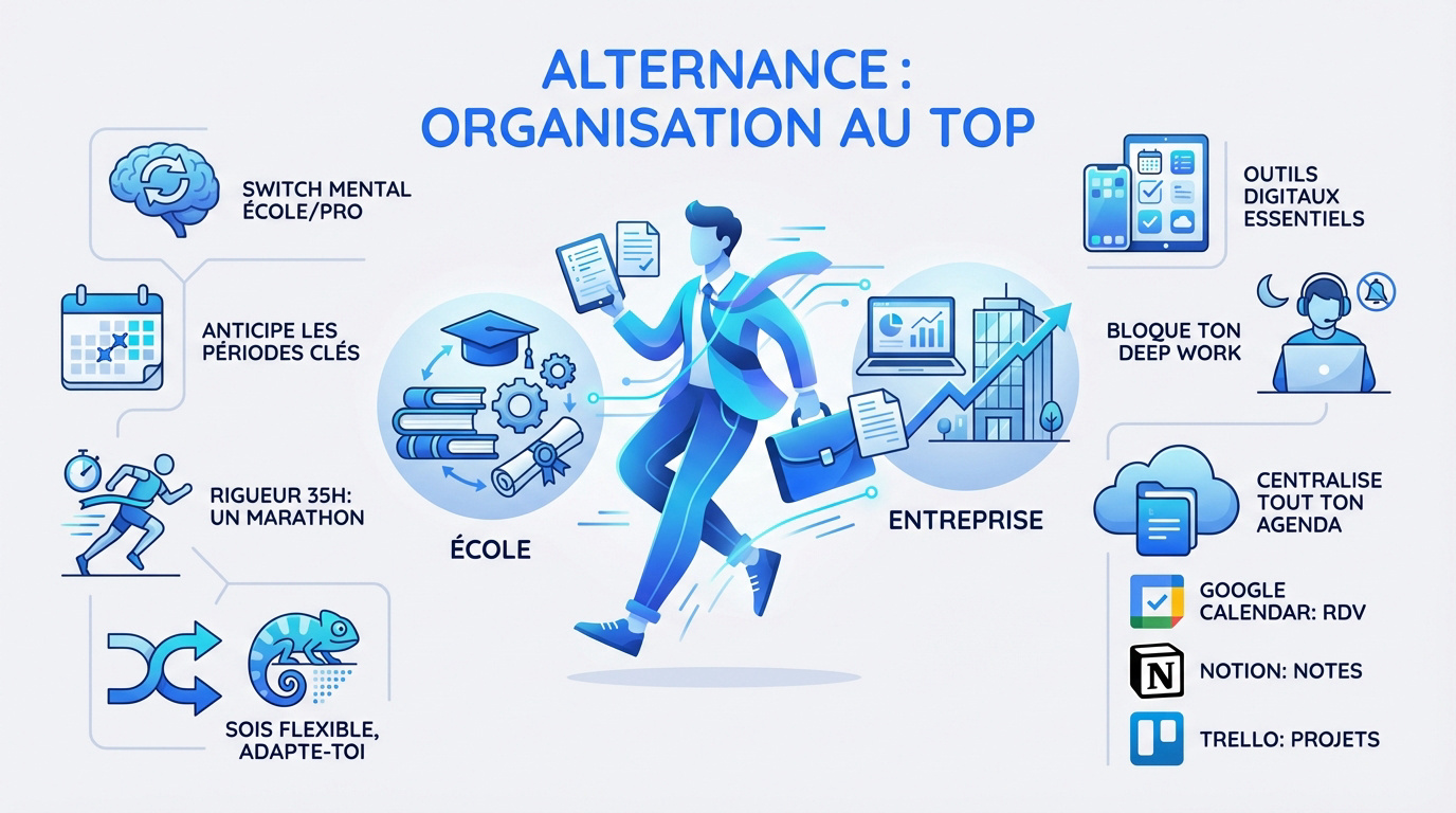 Jeune alternante organisée travaillant sur son ordinateur au bureau