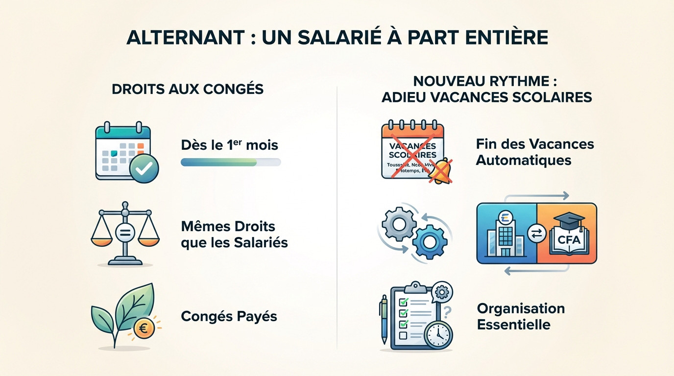 Jeune alternant au travail considéré comme un salarié à part entière avec ses collègues