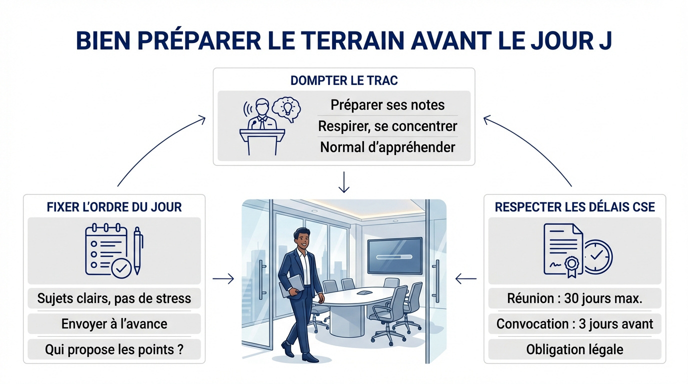 Jeune alternant préparant sereinement sa première réunion en entreprise