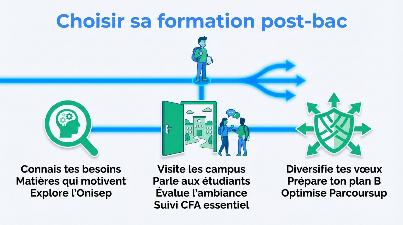 Jeune étudiant réfléchissant à son orientation entre BTS et université