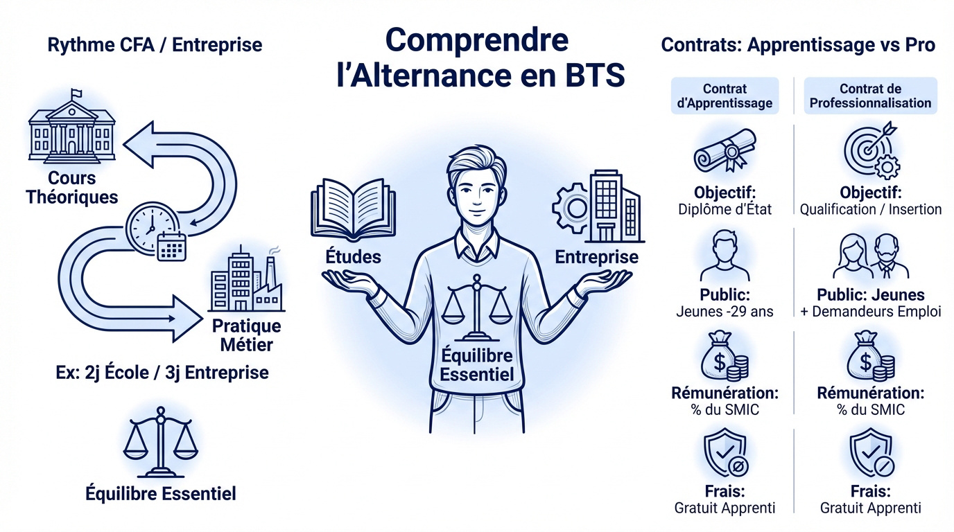 Le rythme de l'alternance entre le centre de formation et l'entreprise