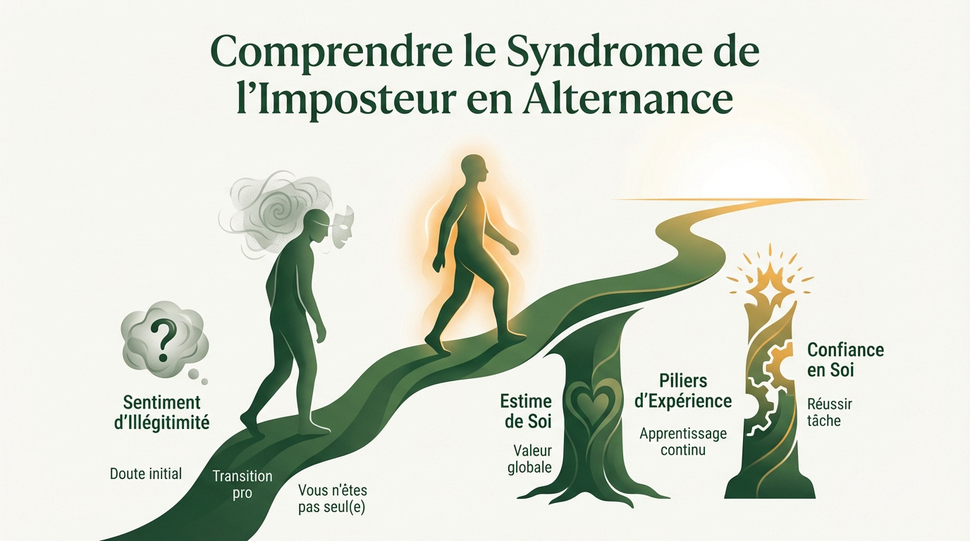 Jeune alternant en bureau doutant de ses capacités professionnelles