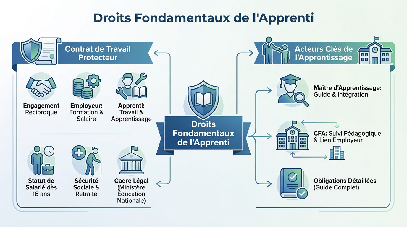 Jeune apprenti signant son contrat de travail avec son maître d'apprentissage