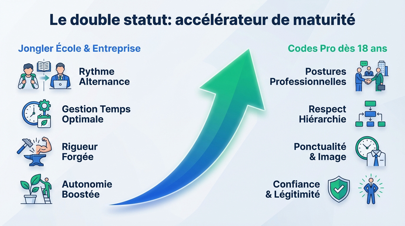 Jeune alternant en entreprise développant sa maturité professionnelle