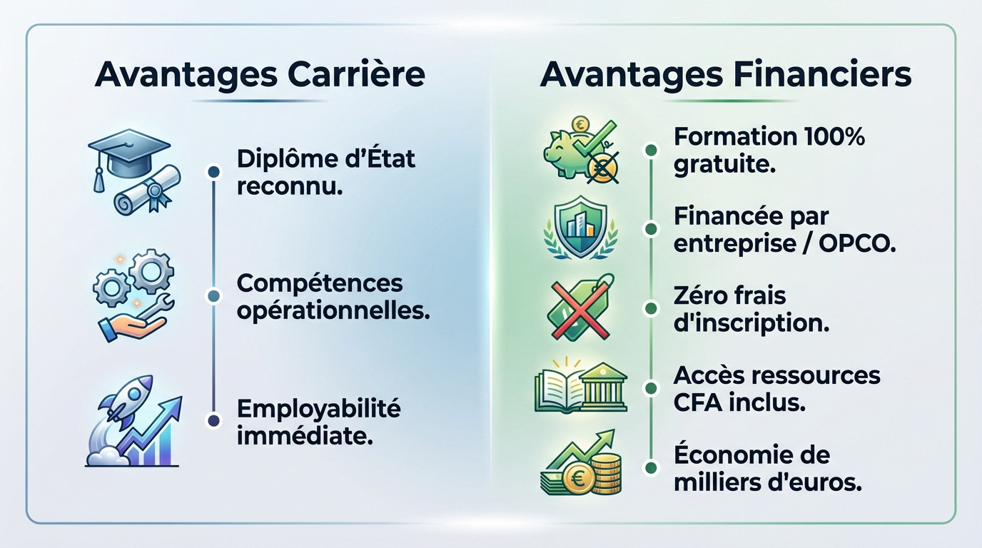 Étudiants en alternance profitant des avantages financiers et professionnels de leur formation