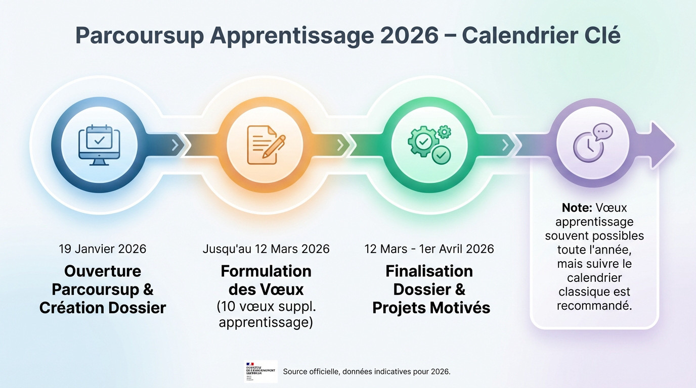 Calendrier des dates clés Parcoursup 2026 pour l'apprentissage
