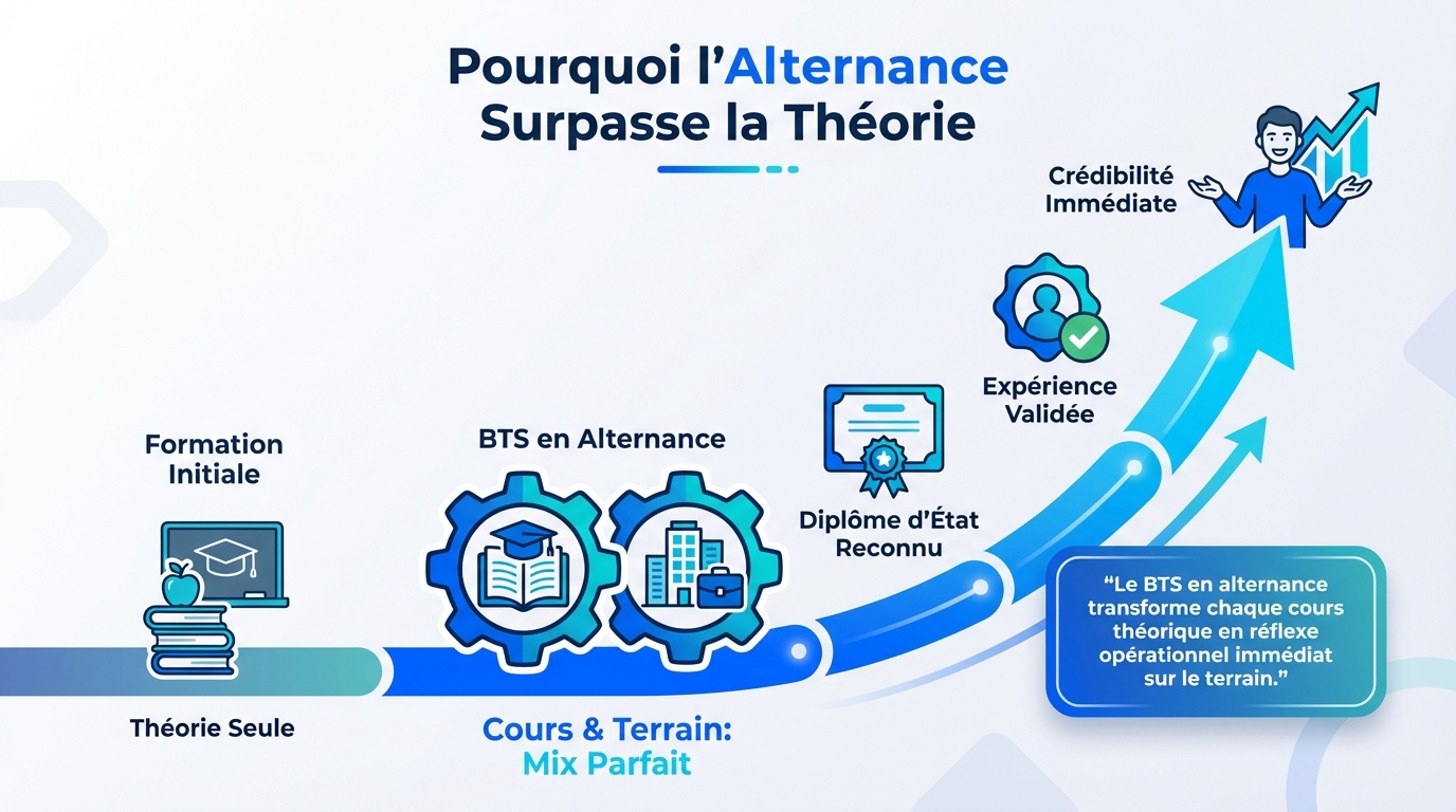 Jeune alternant travaillant sur un ordinateur en entreprise