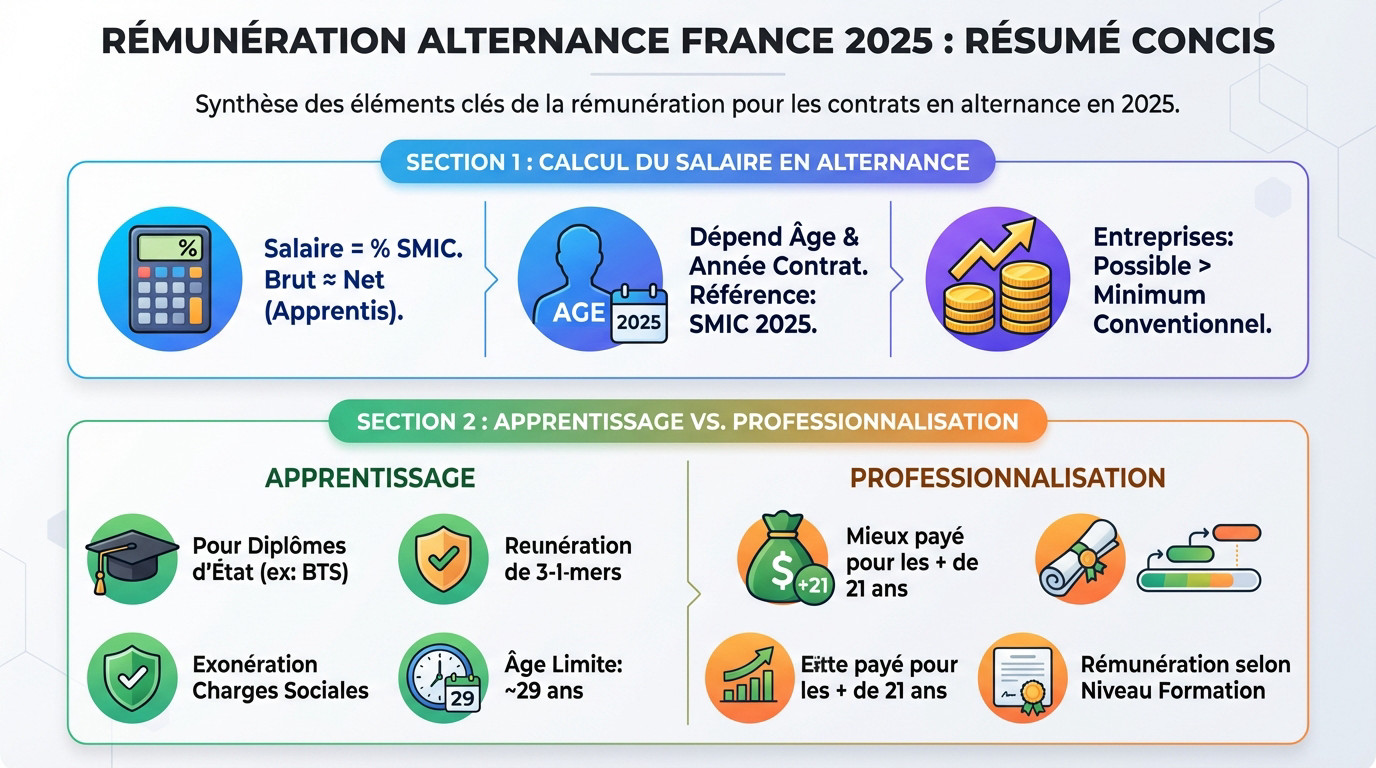 Résumé concis de la rémunération en alternance en France pour 2025