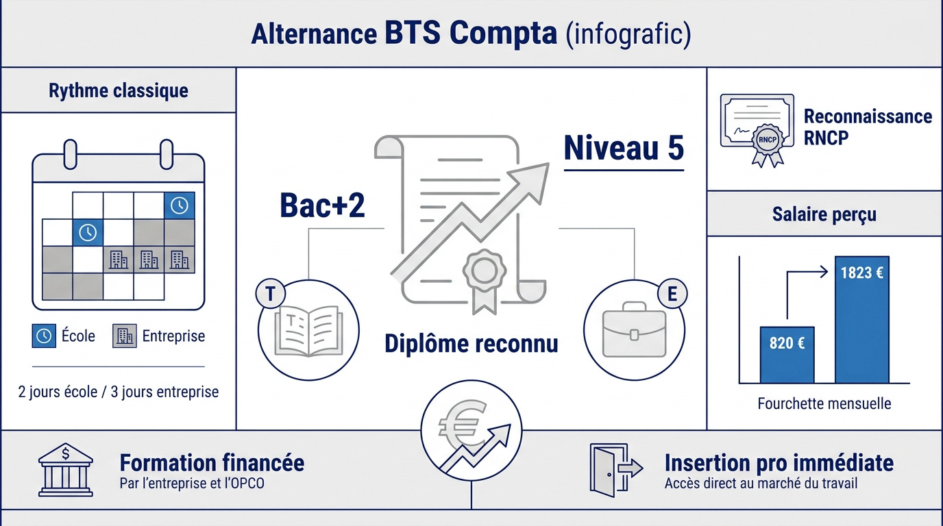 Jeune étudiant en BTS Comptabilité Gestion travaillant sur un ordinateur en entreprise