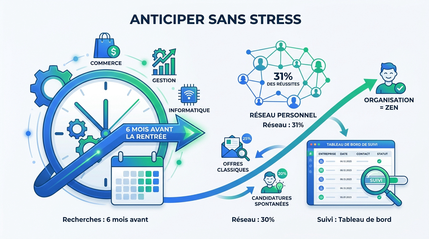 Infographie pour anticiper sa rentrée en alternance sans stress