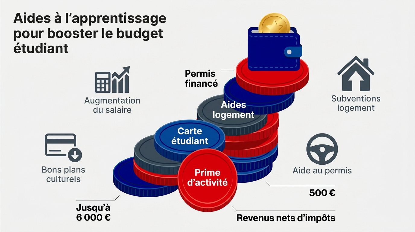 Jeune apprenti consultant ses aides financières sur son smartphone