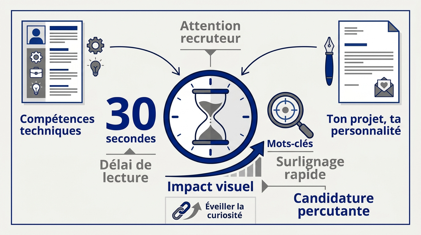Recruteur analysant rapidement un CV pour une alternance
