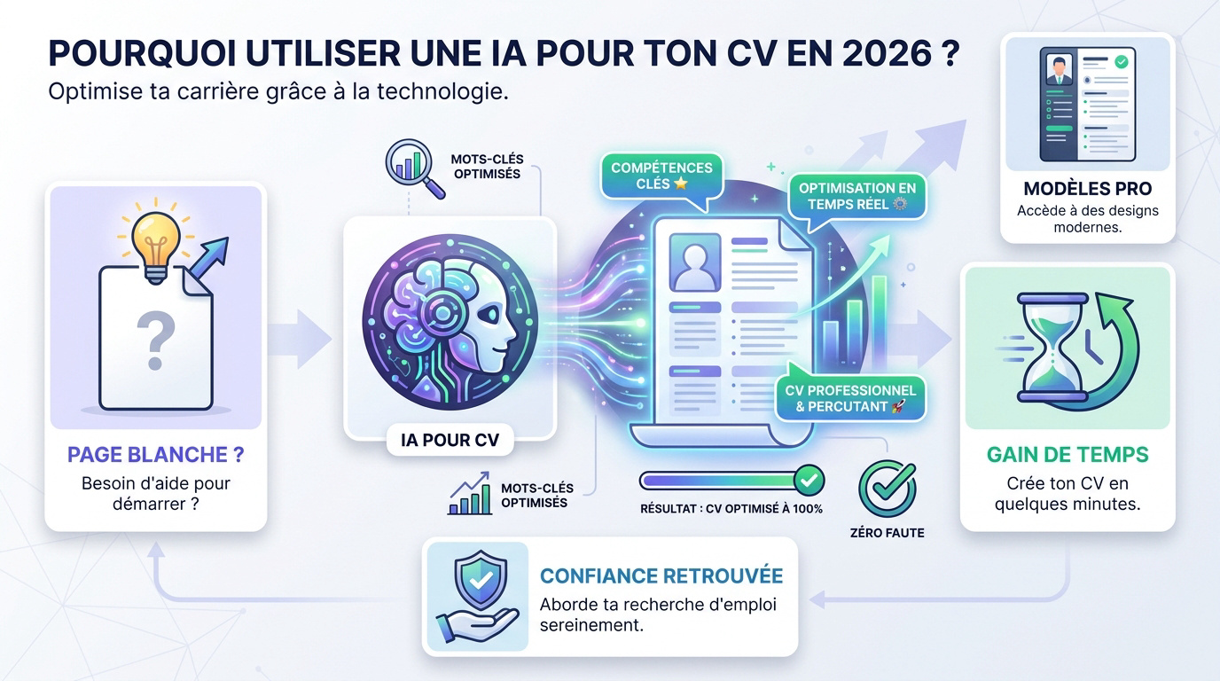 Étudiant utilisant une intelligence artificielle pour optimiser son CV et gagner du temps dans sa recherche d'alternance