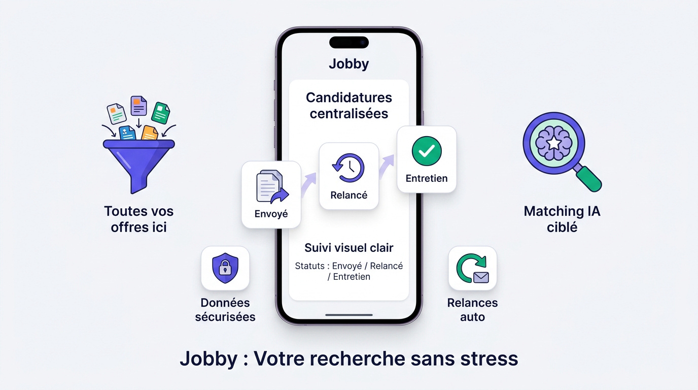 Interface de l'application Jobbyapp pour organiser sa recherche d'alternance