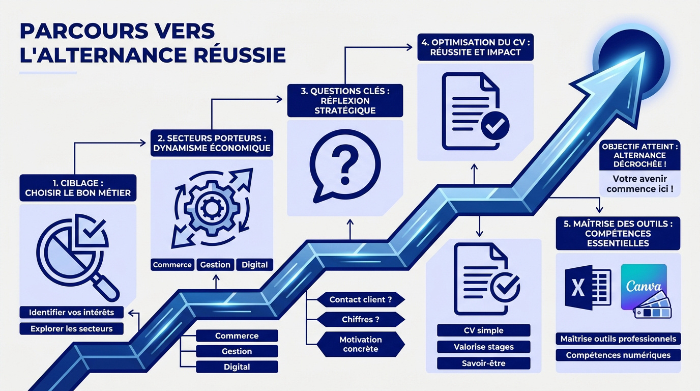 Étudiant préparant son CV pour trouver une alternance facilement